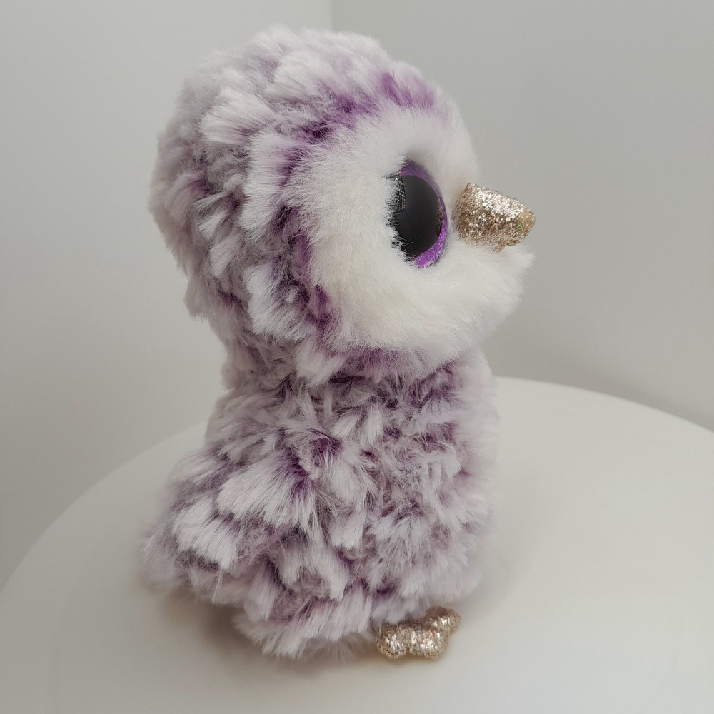 TY Beanie Boos Moonlight the Purple Owl 6 Inch Glitter Eyes Plush Toy - Picture 7 of 10